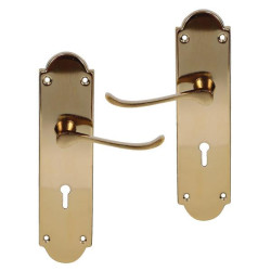 Mortice 3-Lever Lockset with Pressed Steel Handles - Brass 6"