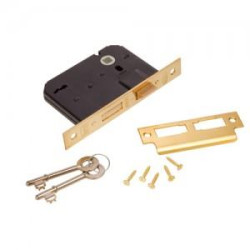 3-lever mortice lock brass