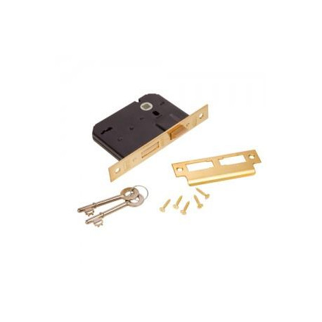 3-lever mortice lock brass