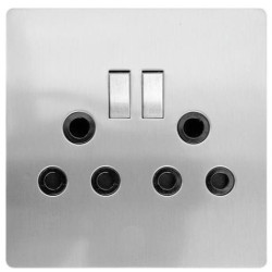 CBI 4x4 Double Switched Socket - Silver/metal