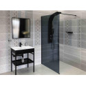 Shower Screen CrystalTech Black Walk-In Wall Mounted  With Smoke Glass Including Arm - CTFS1020 - 1000 X 2000mm