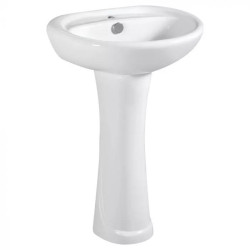 BASIN AND PEDESTAL GUERNSEY 1 TAP HOLE W/CHROME OVERFLOW 500X420X830