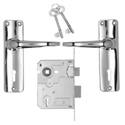 Mortice Lockset Builders Chrome Plated 3-Lever - Reversible Latch