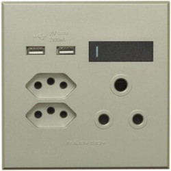 Veti 3 Series 1 x RSA 2 x V-Slim Plug Sockets 2 USB - Graphite/Titanium (100 x 100mm)