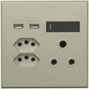 Veti 3 Series 1 x RSA 2 x V-Slim Plug Sockets 2 USB - Graphite/Titanium (100 x 100mm)