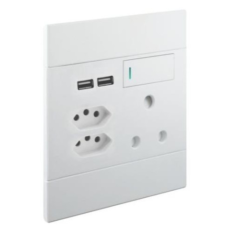 Veti 2 USB 4x4 Socket Switch x IEC - White