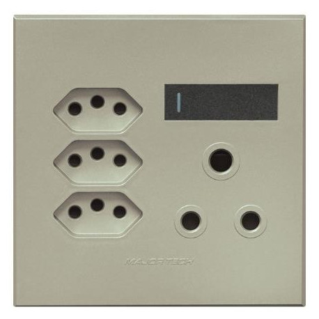 Veti 3 Series 1 x RSA 3 x V-Slim Plug Sockets - Graphite/Titanium (100 x 100mm)