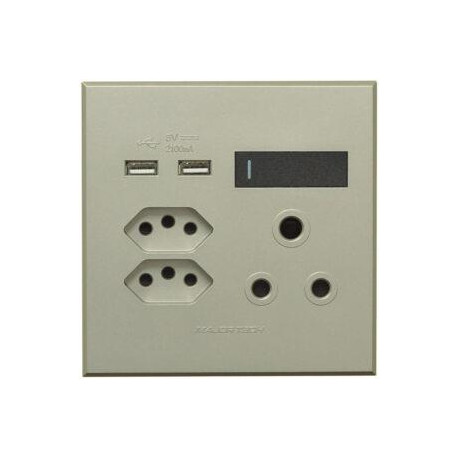 Veti 3 Series 1 x RSA 2 x V-Slim Plug Sockets 2 USB - Graphite/Titanium (100 x 100mm)