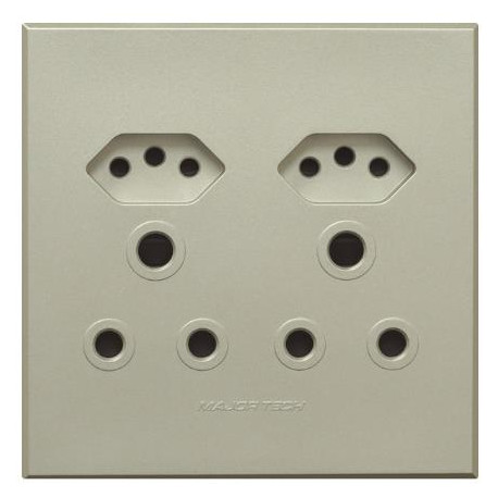 Veti 3 Series 2 x RSA 2 x V-Slim Plug Sockets - Graphite/Titanium (100 x 100mm)