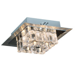 Square Alum./Chrome C/Light with Crystal glass dif Incl.4x10W G4 12V