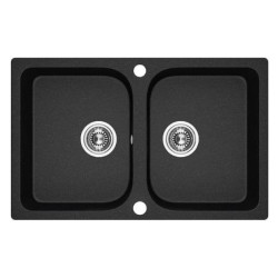 Sink Double Laveo Celia 2 Bowl Granite Sink - Black (760 x 480 x 170mm)
