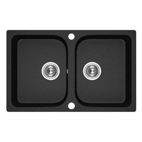 Sink Double Laveo Celia 2 Bowl Granite Sink - Black (760 x 480 x 170mm)