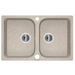 Sink Double Laveo Celia 2 Bowl Granite Sink - Beige (760 x 480 x 170mm)