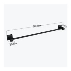 Towel Rail Single 600mm Matt Black