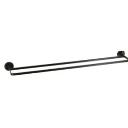 Towel Rail Double 600mm Depth 130mm Stainless Steel Black