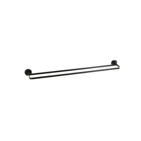 Towel Rail Double 600mm Depth 130mm Stainless Steel Black