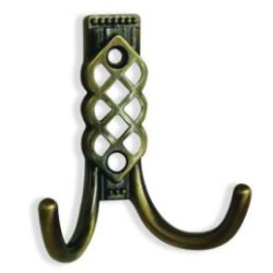 Robe Hook Double Antique Brass