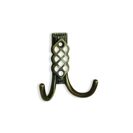 Robe Hook Double Antique Brass