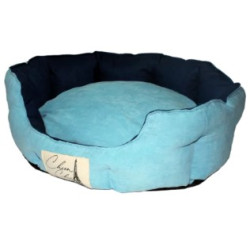 Canvas Oval Bed – Medium 24″ (Grey/Blue)