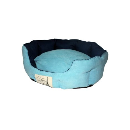 Canvas Oval Bed – Medium 24″ (Grey/Blue)