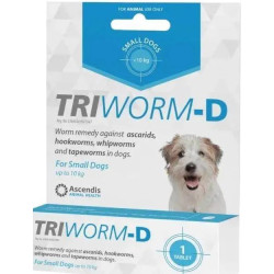 Triworm-D Blue Small Dog 1 Tablet Up To 10kg Dogs Deworming Treatment