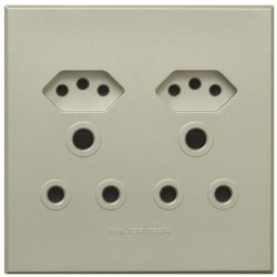 Veti 3 Series 2 x RSA 2 x V-Slim Plug Sockets - Graphite/Titanium (100 x 100mm)