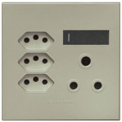 Veti 3 Series 1 x RSA 3 x V-Slim Plug Sockets - Graphite/Titanium (100 x 100mm)