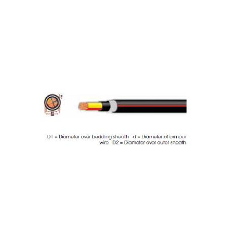 Cable Armoured 16mm 3 Core Black per meter