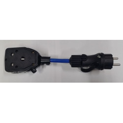 Adaptor, Schuko to Double 3 Pin Black Adaptor For Vacuums