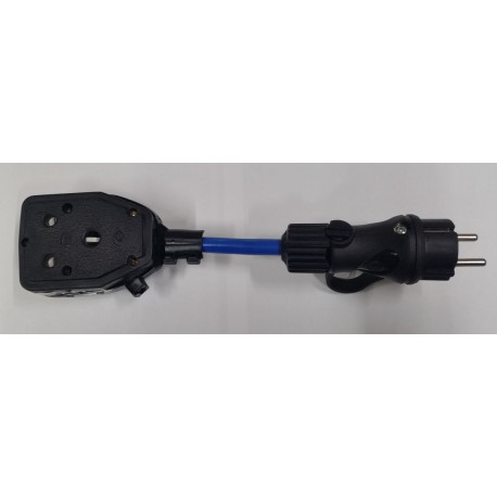 Adaptor, Schuko to Double 3 Pin Black Adaptor For Vacuums