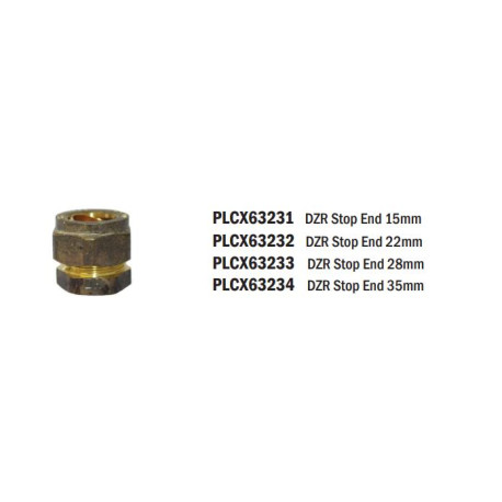 Brass Stop End 15mm - REIGN DZR