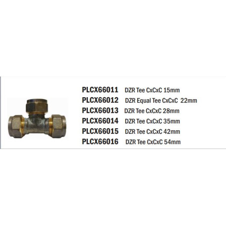 Brass Tee CxCxC 15mm - REIGN DZR